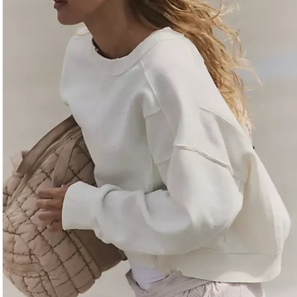 FREE PEOPLE INTERCEPT SWEATSHIRT LARGE WHITE